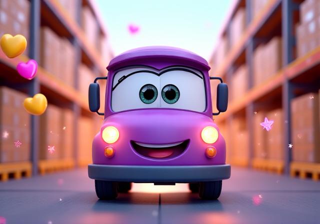 Friendly delivery truck emoji character waving