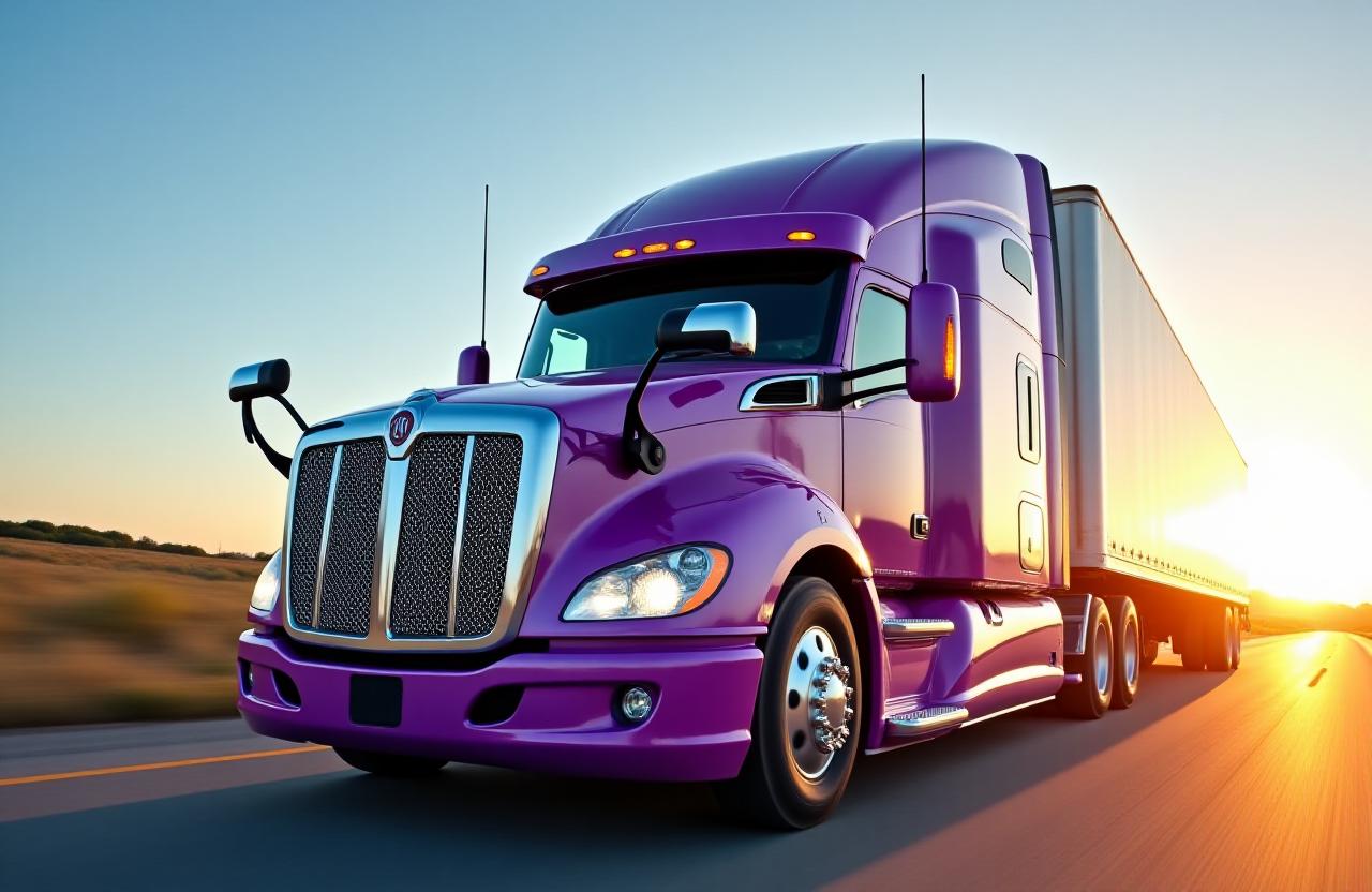 Colorful cargo truck with playful branding